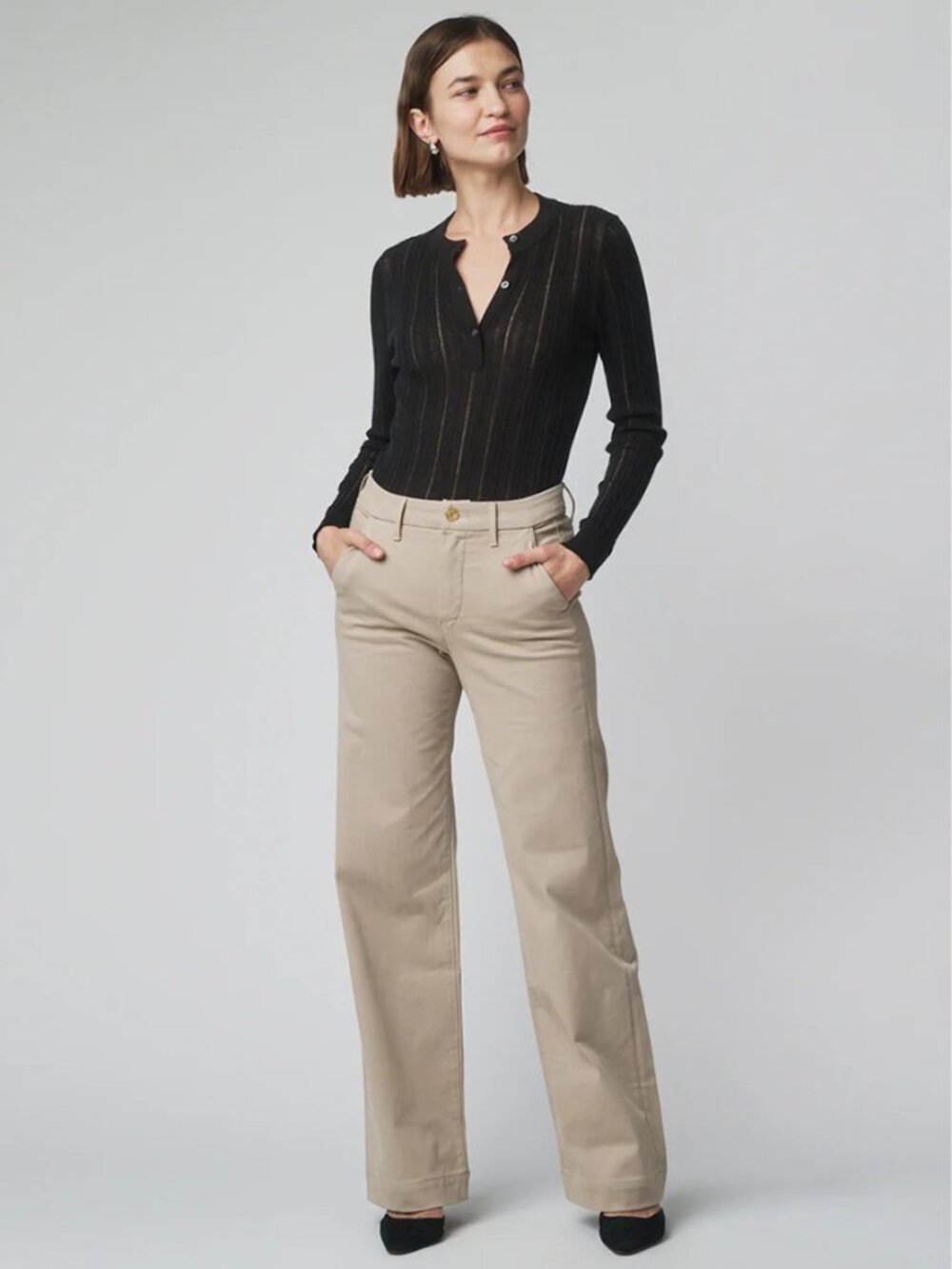 Elims The Malibu Wide Leg Chino Sand Sz 27 Inseam M